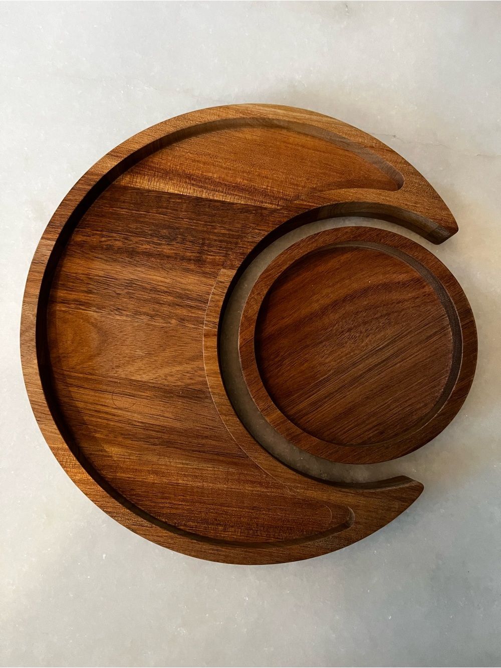 Acacia Wood Moon Crystal Tray Jewelry Holder Crescent Moon Decor